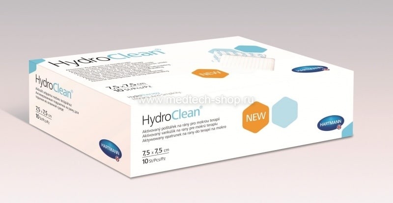 HydroClean plus - Повязки актив. раствором Рингера с ПГМБ: 7,5х7,5 см